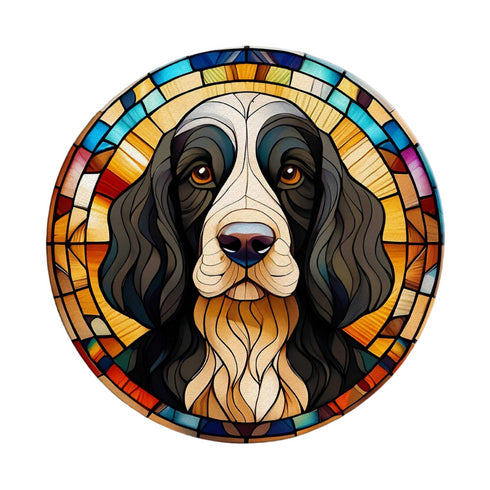 Cocker Spaniel Black & White Glass Suncatcher Worktop Saver